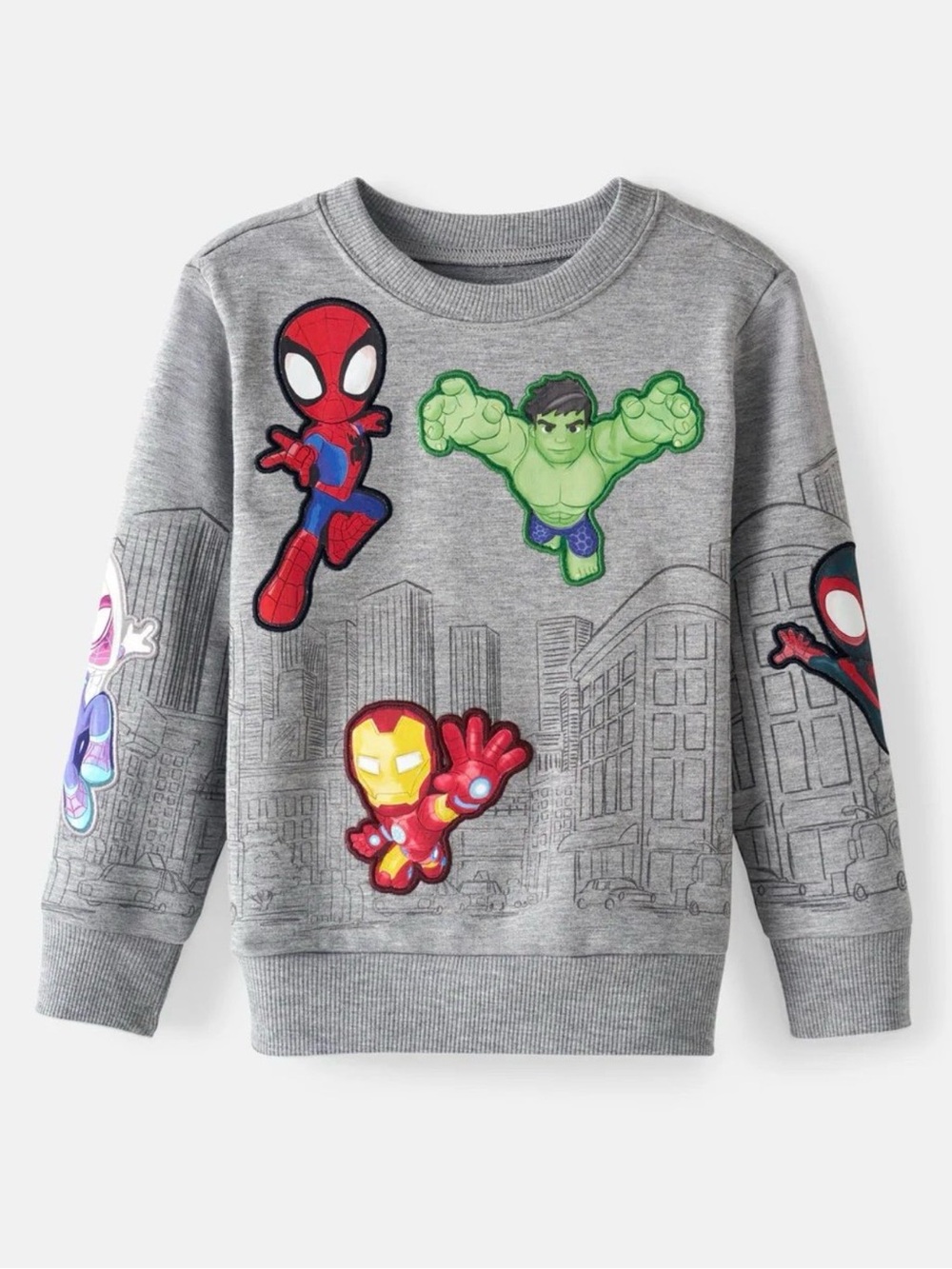 NWT Little Sleepies Spidey & Friends Mighty City Heroes Sweatshirt - Gray